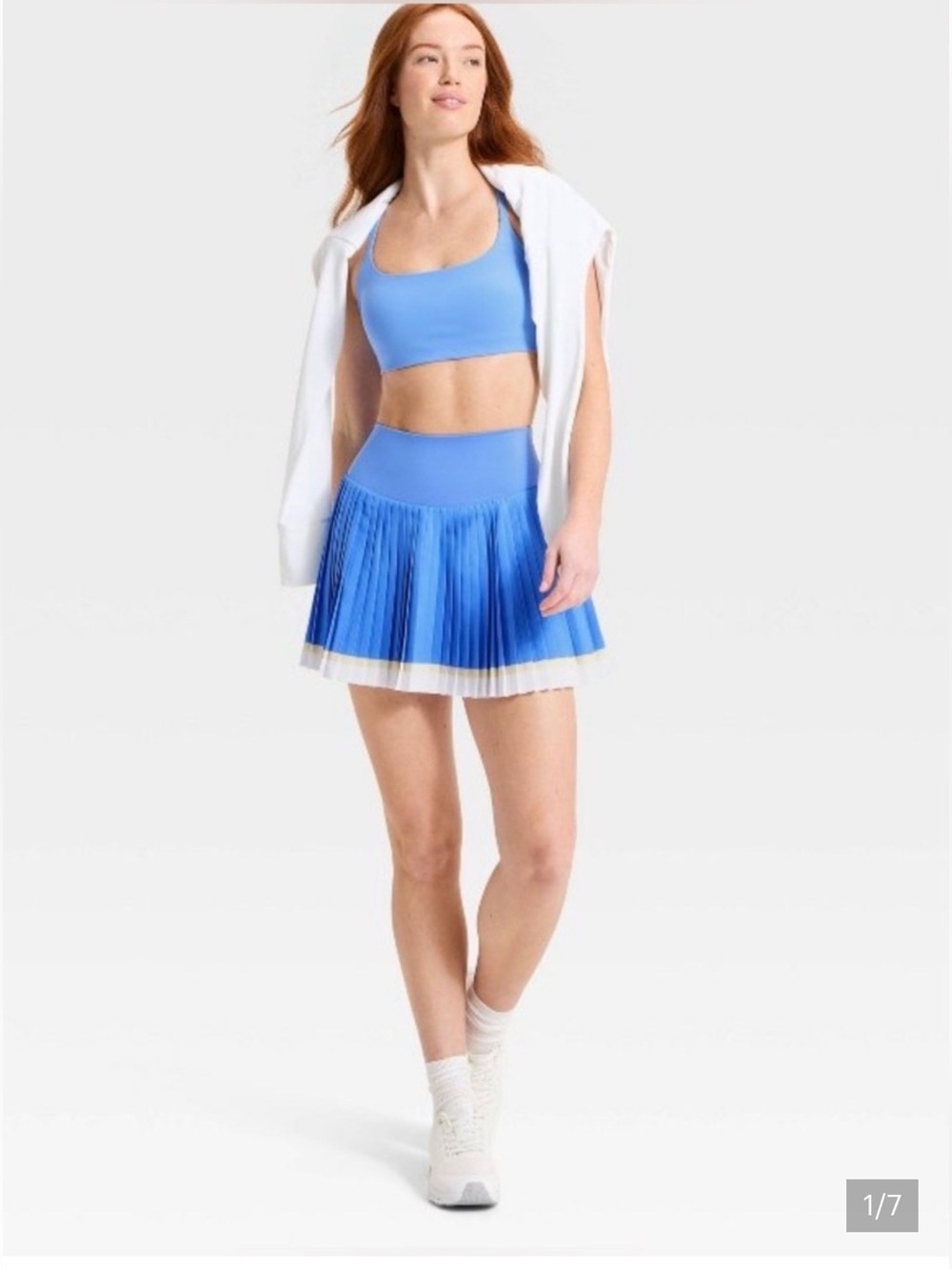 all in motion Blue Pleated High-Waist Skort size m with Contrast Hem large